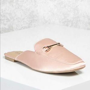 Pink satin loafers